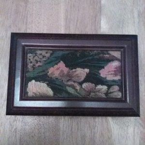 Vintage Avon Small Mirrored Wooden Jewelry Box w/ Costume Jewelry